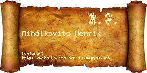 Mihálkovits Henrik névjegykártya